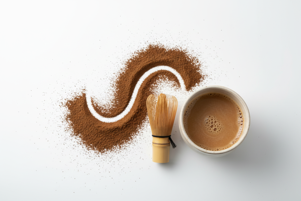 Hojicha powder with white background