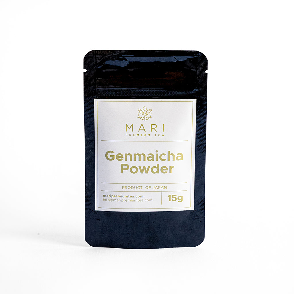 Bolsa de genmaicha en polvo de 15g de té verde con arroz tostado de Japón - Mari Premium Tea