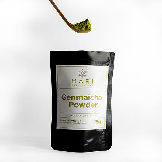Bolsa de genmaicha en polvo de 15g de té verde con arroz tostado de Japón - Mari Premium Tea